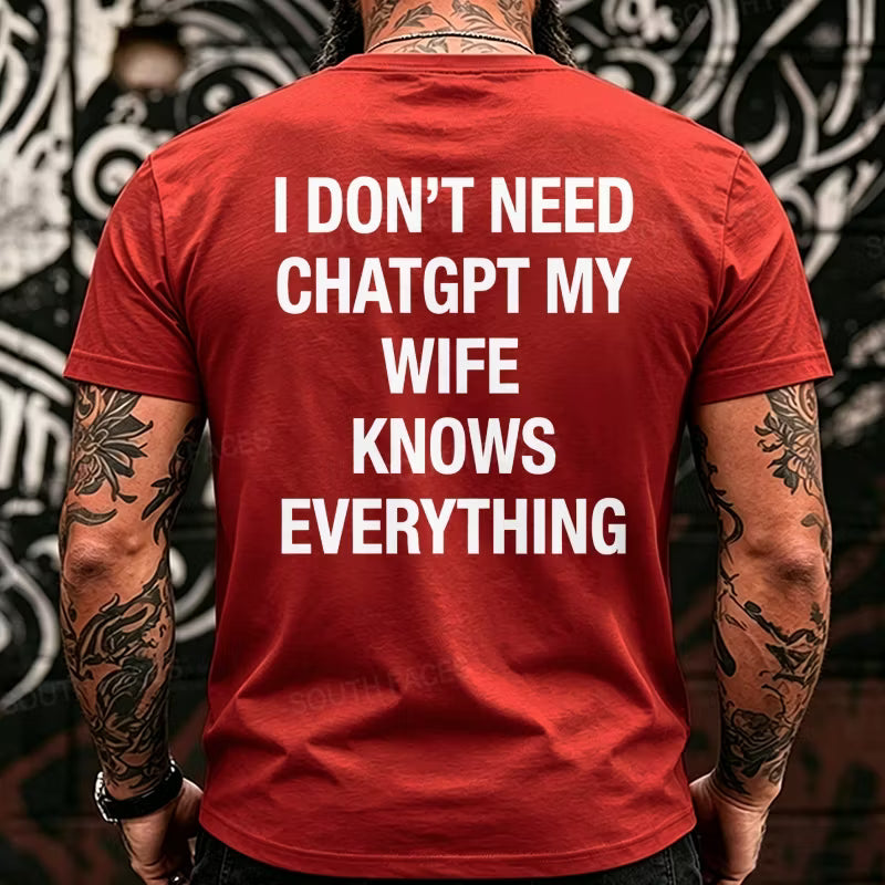 I Don't Need CHATGPT My Wife Knows Everything Back T-Shirts