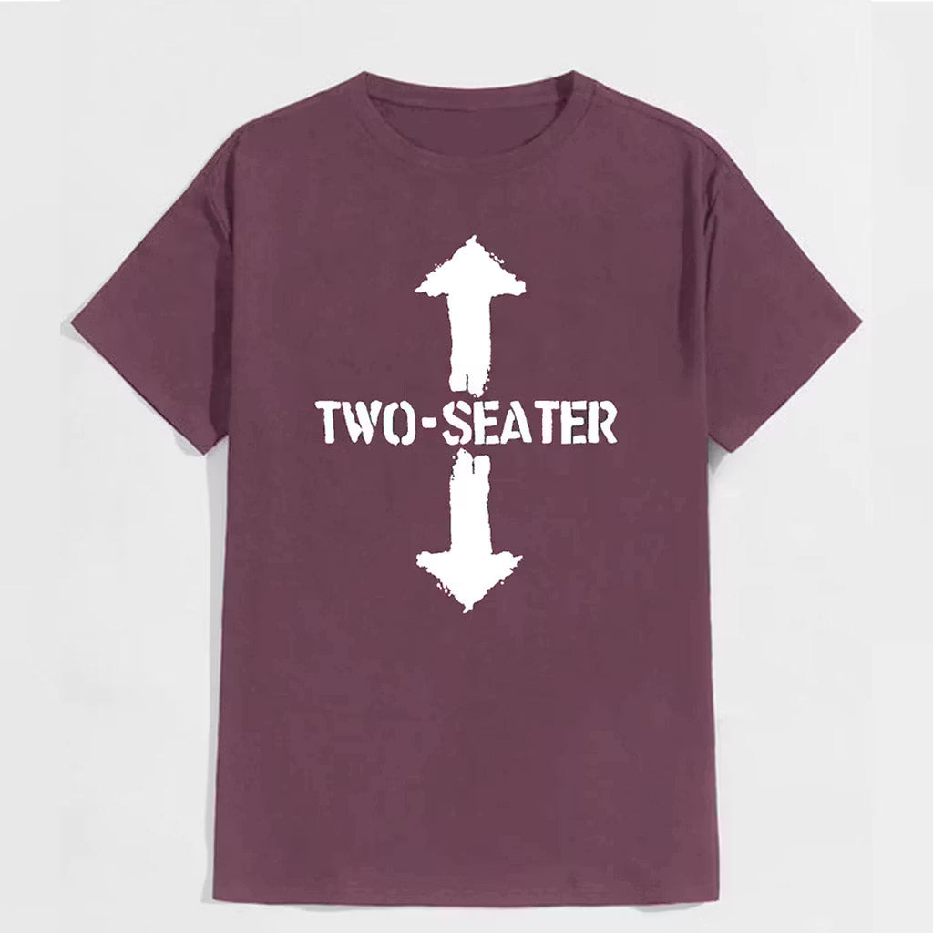 TWO-SEATER Double Arrow Simple Casual Graphic Black Print T-shirt