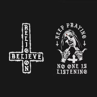 KEEP PRAYING NO ONE IS LISTENING Nun Graphic Black Print T-shirt