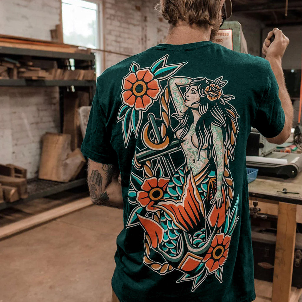 Mythology Goddess with Flowers Graphic Casual Black Print T-shirt