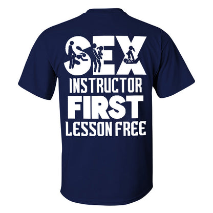 Sex Instructor First Lesson Free Printed Men's T-shirt