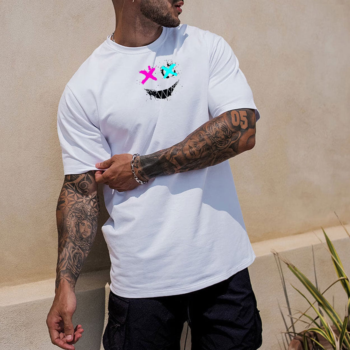 Evil Emoji Graphic Black Print T-Shirt