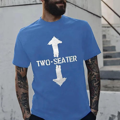 TWO-SEATER Double Arrow Simple Casual Graphic Black Print T-shirt
