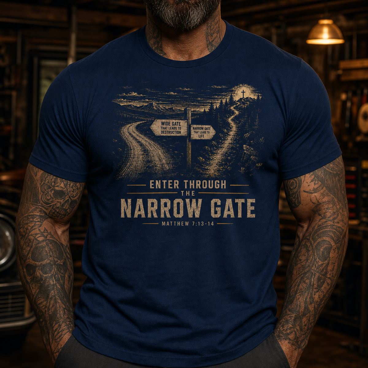 Narrow Gate Matthew 7:13–14 Christian Graphic T-Shirt