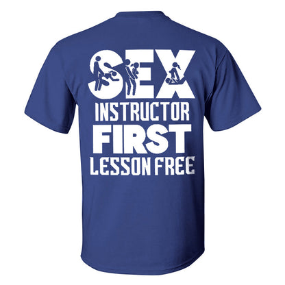 Sex Instructor First Lesson Free Printed Men's T-shirt