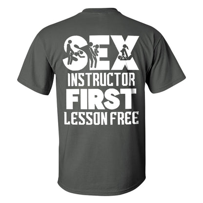 Sex Instructor First Lesson Free Printed Men's T-shirt