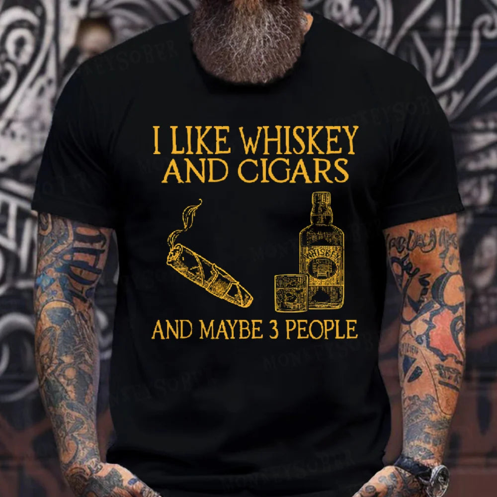 I Like Whiskey And Cigars And Maybe 3 People Graphic T-Shirt