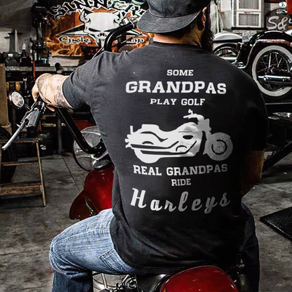 Some Grandpas Play Golf Real Grandpas Ride Hanleys T-shirt