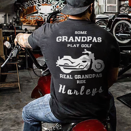 Some Grandpas Play Golf Real Grandpas Ride Hanleys T-shirt
