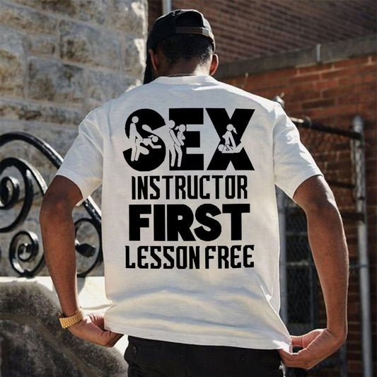 Sex Instructor First Lesson Free Printed Men's T-shirt